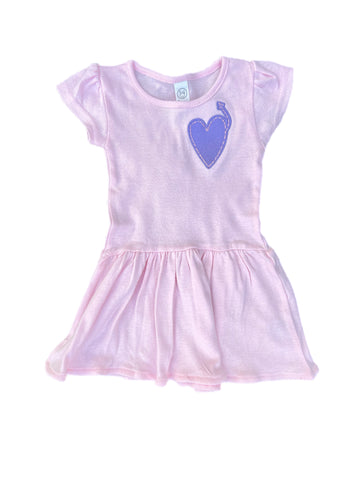 Infant/Toddler Love Up Dress in Light Pink with Purple Heart