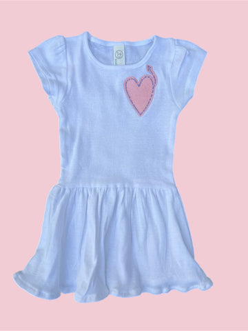 Infant/Toddler Love Up Dress in White with Light Pink Heart