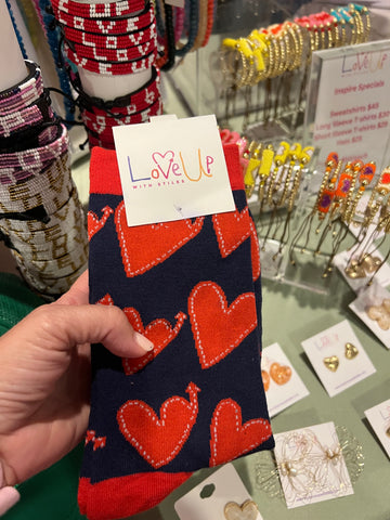 Love Up socks navy and red