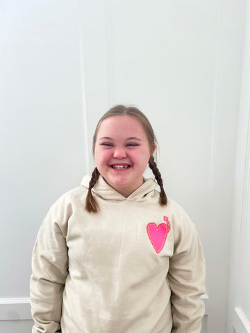 Youth Sand Hoodie with Pink Heart
