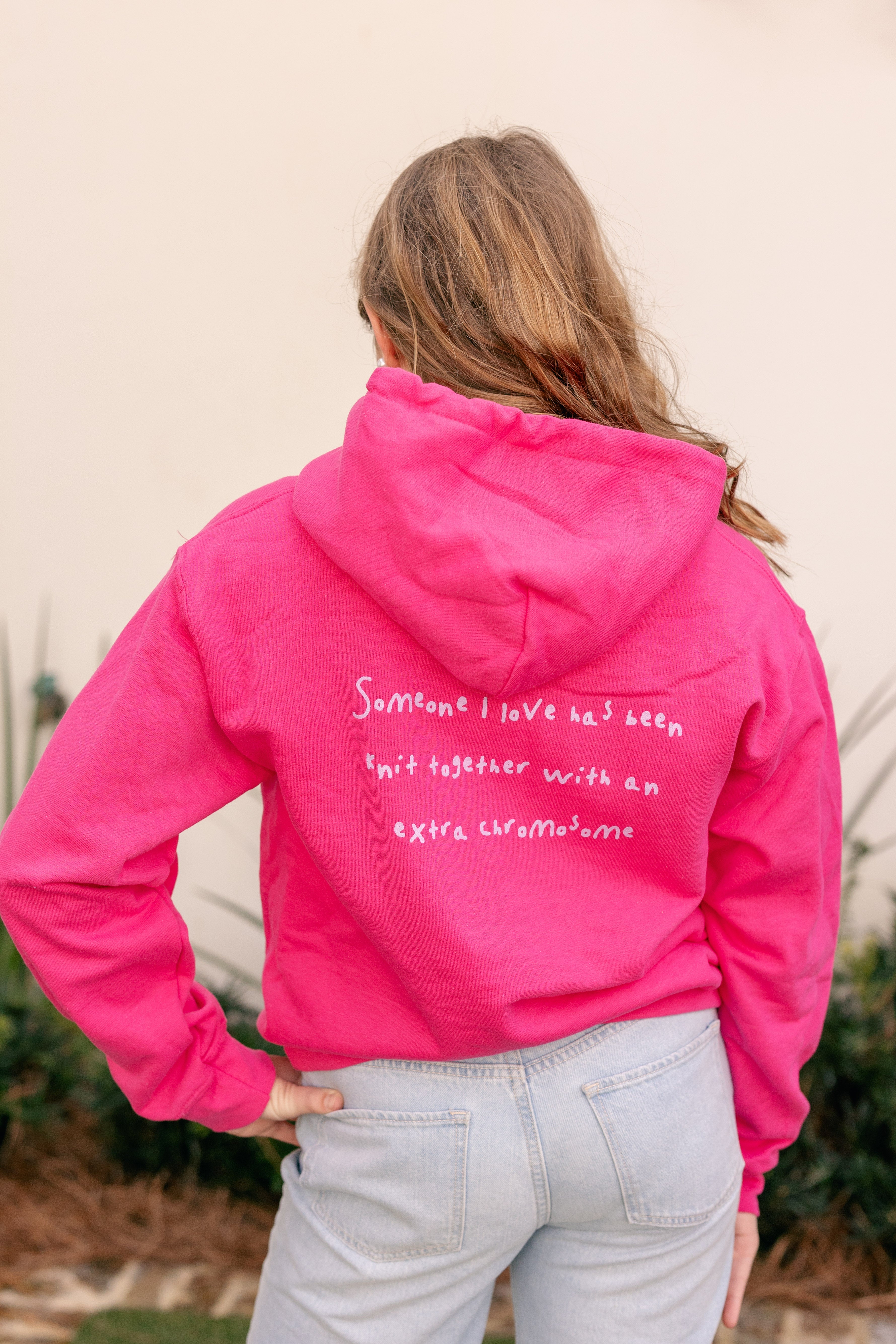 Adult Hot Pink Hoodie with Lavender Heart Adult Hot Pink Hoodie with Lavender Heart