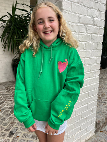 Adult Hoodie Green Love Up Augusta